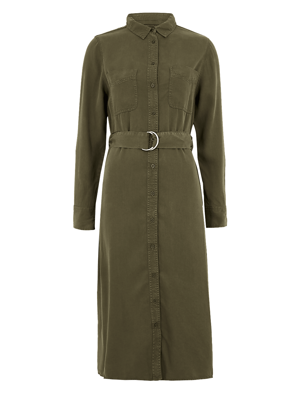 Belted Midi Shirt Dress