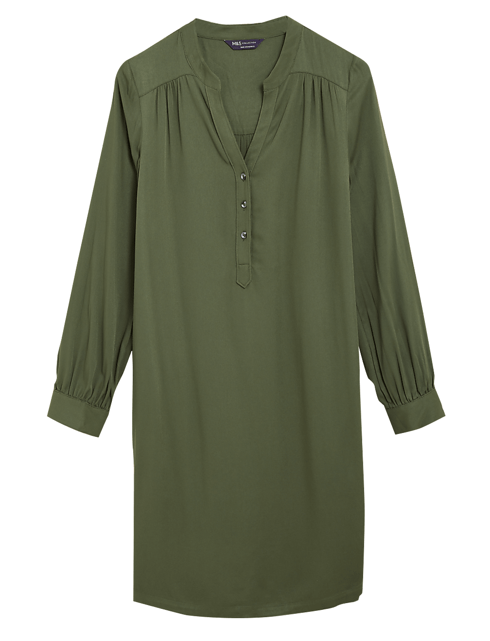 V-Neck Button Front Shift Dress