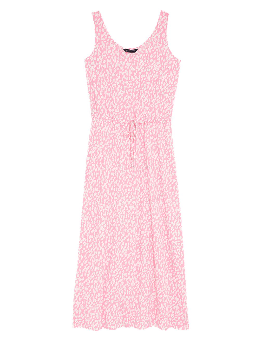 Linen Rich Printed Midaxi Waisted Dress