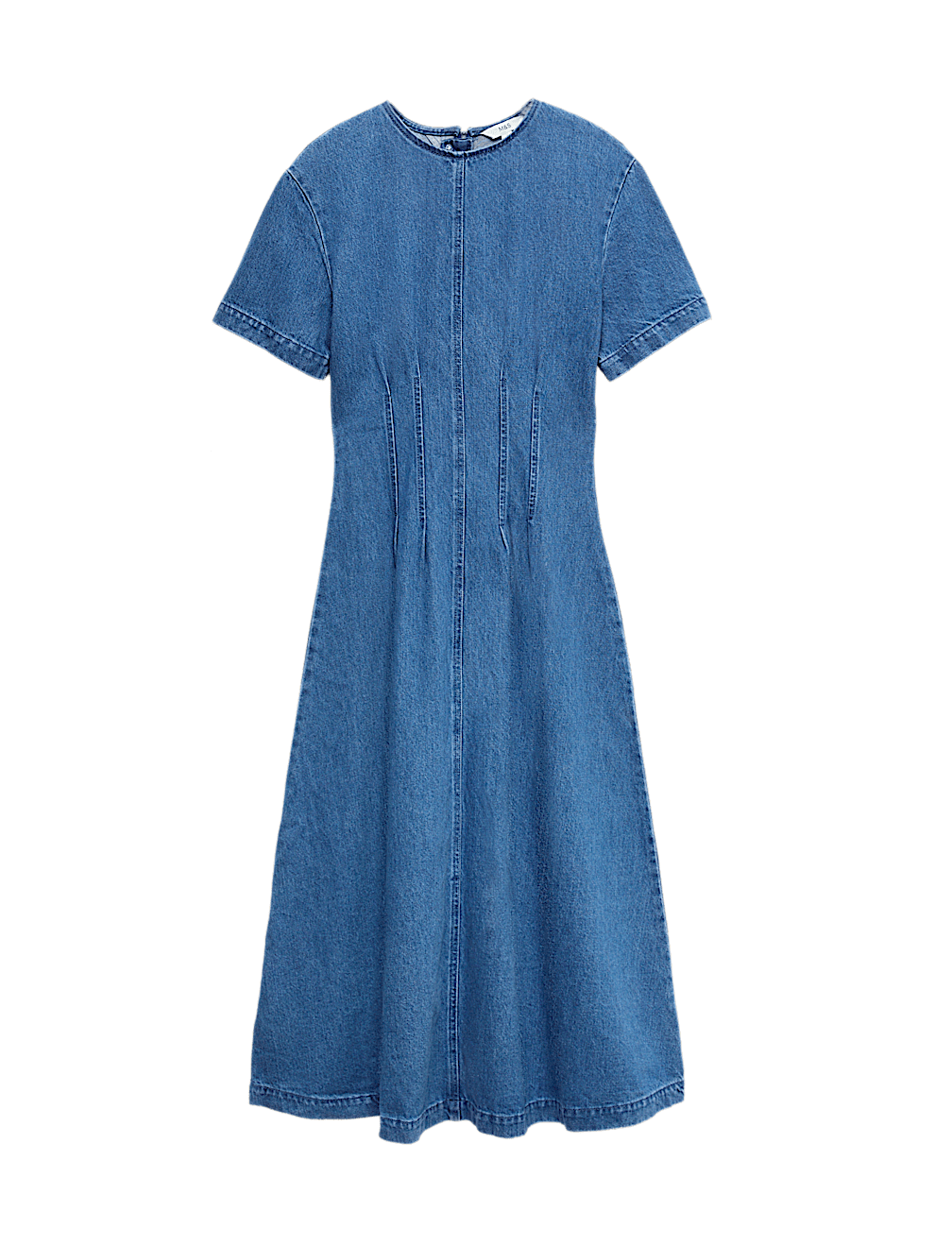 Denim Pintuck Midi Column Dress