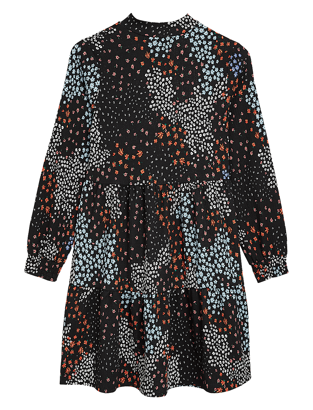 Jersey Floral Mini Tiered Dress