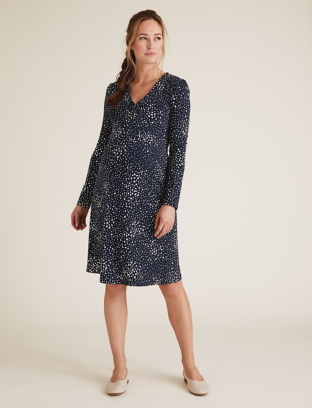 Maternity Jersey Polka Dot Skater Dress