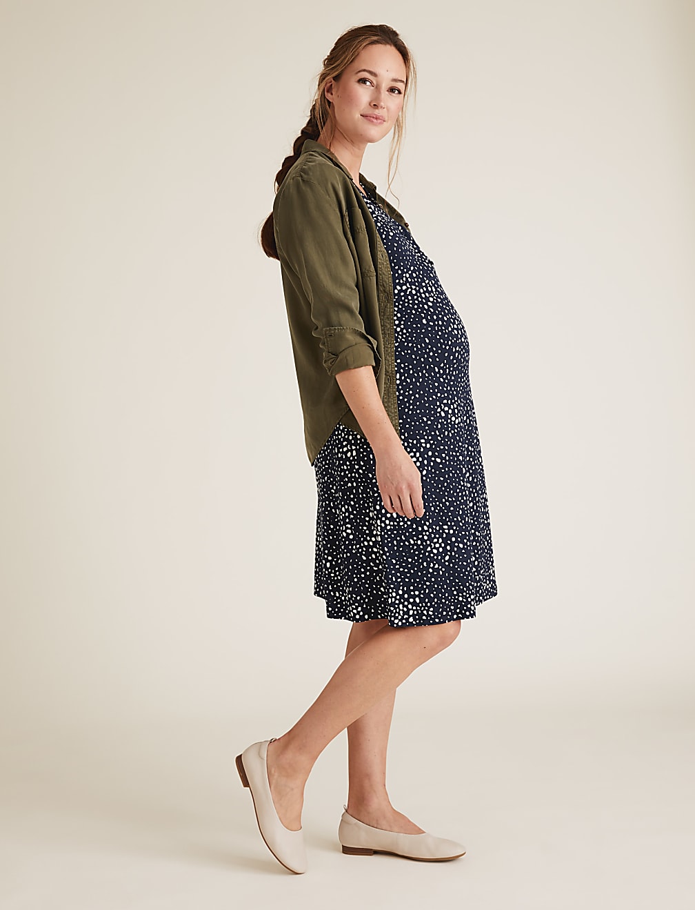 Maternity Jersey Polka Dot Skater Dress