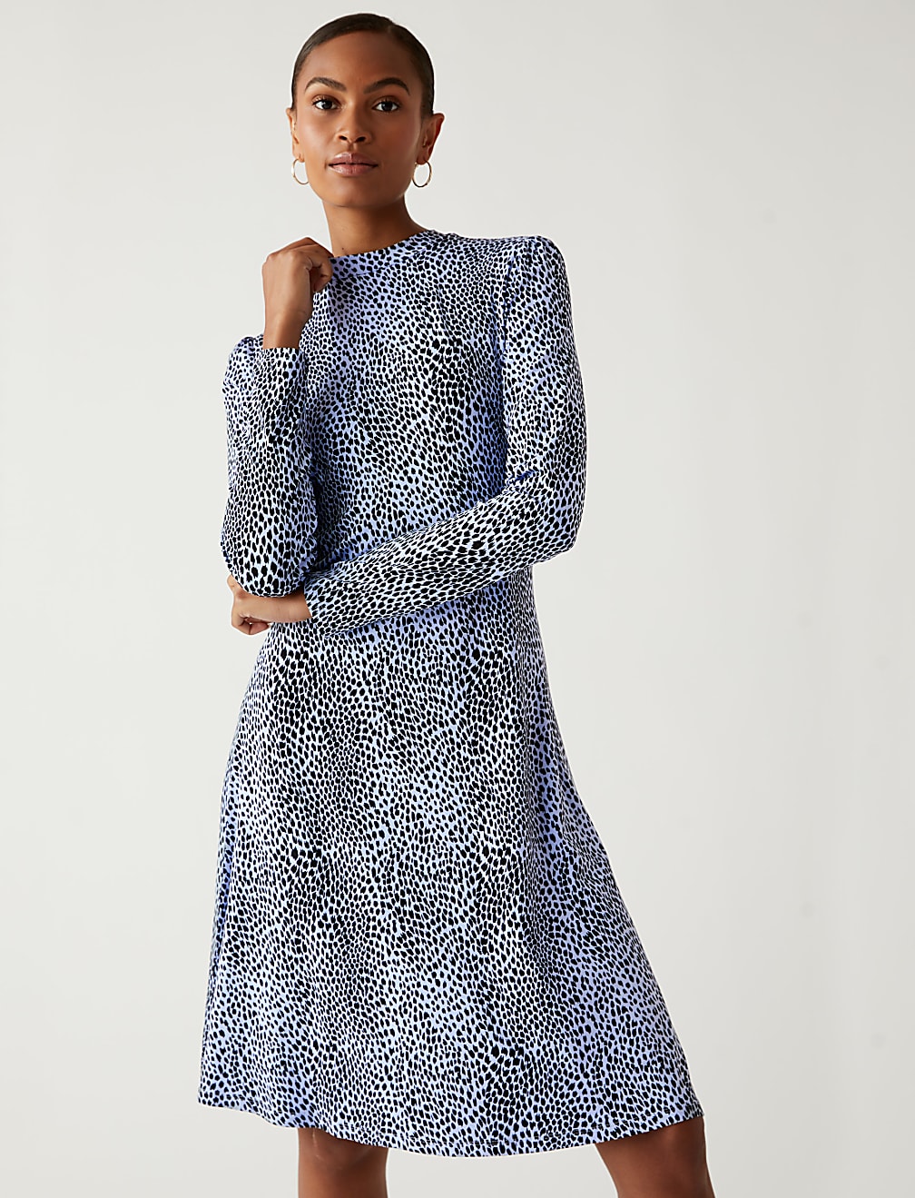 Jersey Printed Knee Length Skater Dress