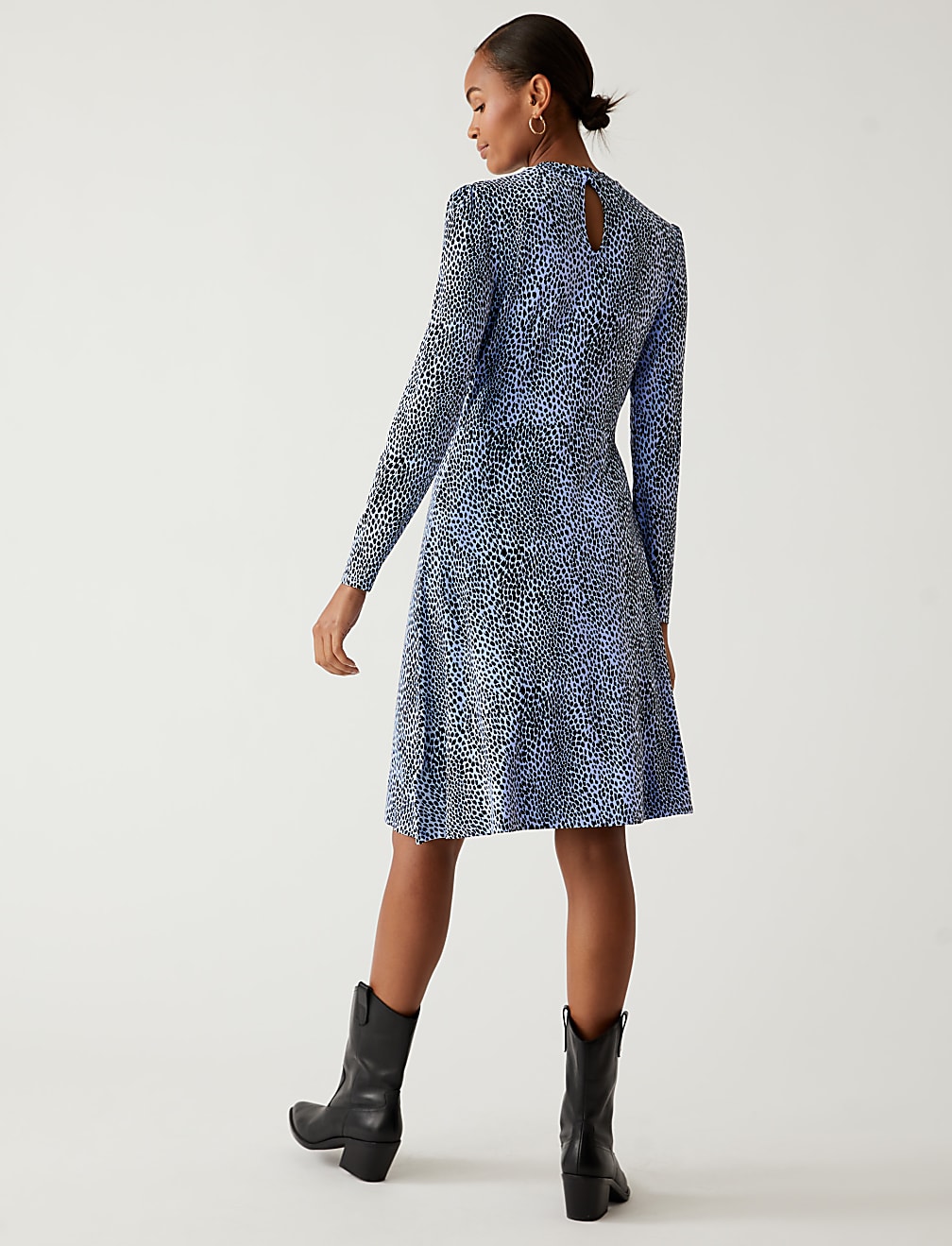 Jersey Printed Knee Length Skater Dress