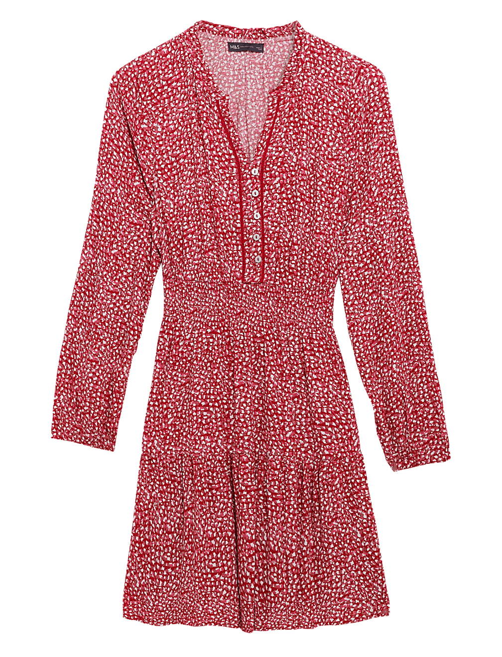 Printed V-Neck Mini Waisted Dress