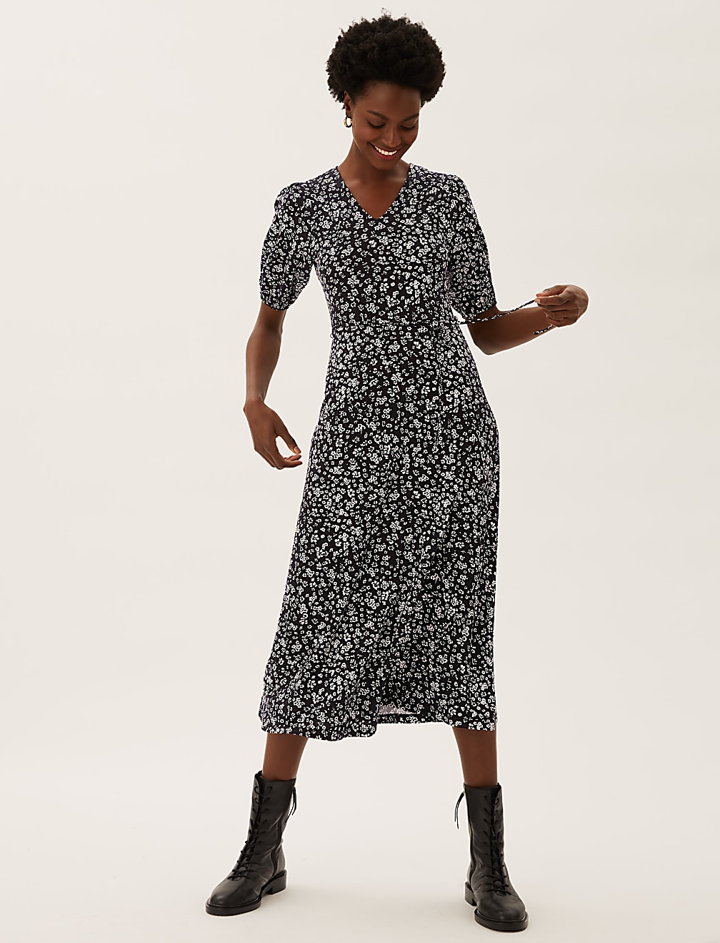 Jersey Animal Print Midi Tea Dress