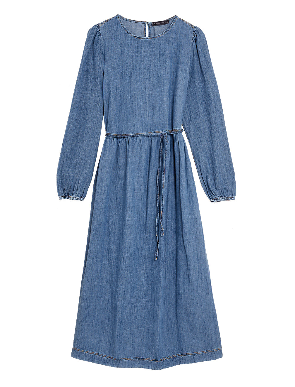 Pure Cotton Relaxed Denim Midi Dress