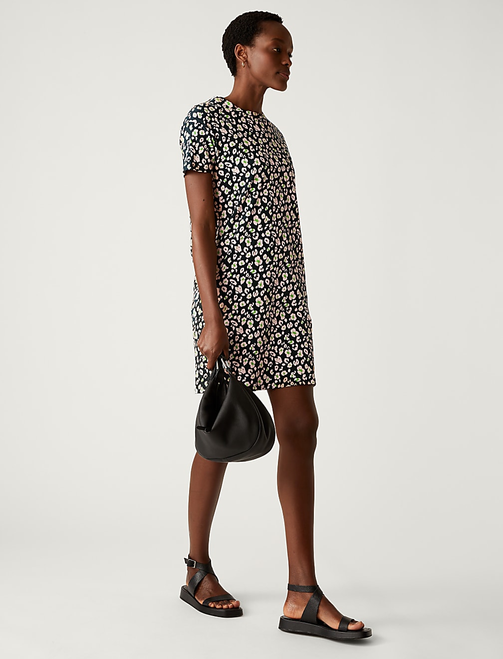 Pure Cotton Printed Mini T-Shirt Dress