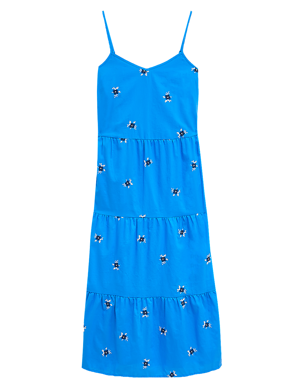 Cotton Embroidered Midaxi Tiered Dress