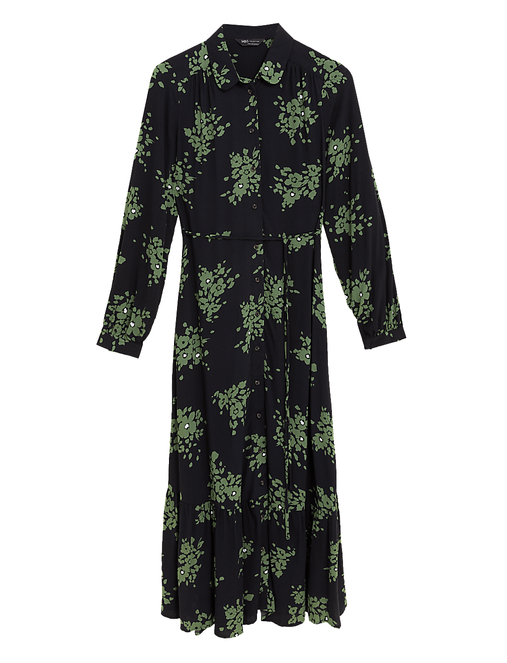 Floral Tie Waist Midaxi Shirt Dress