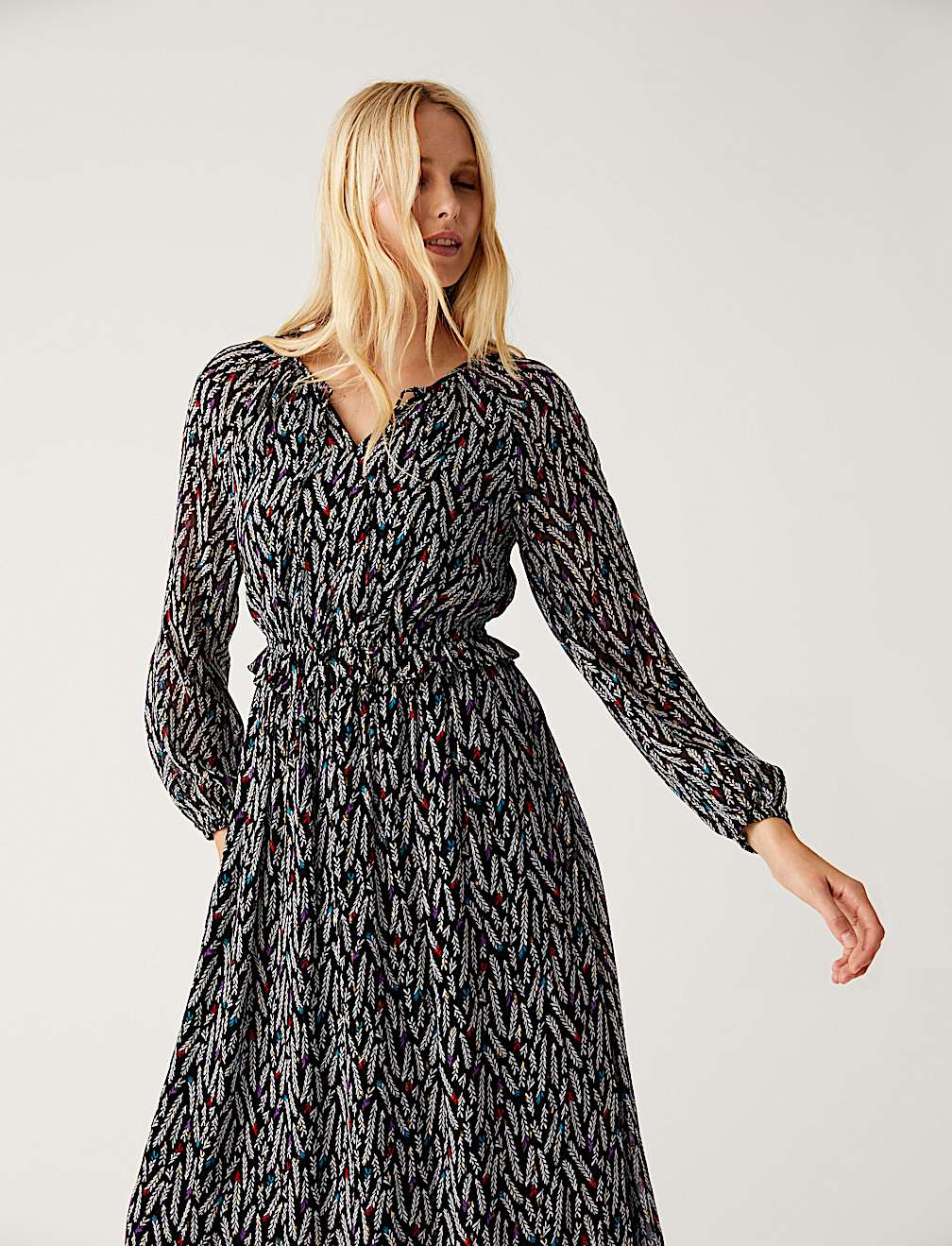 Floral Midi Waisted Dress