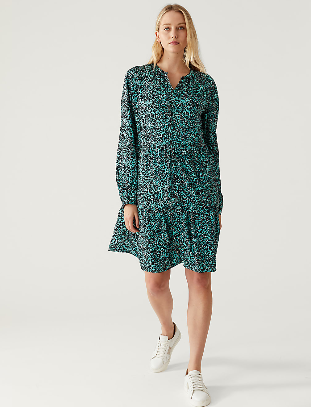 Printed Knee Length Shirt Dress