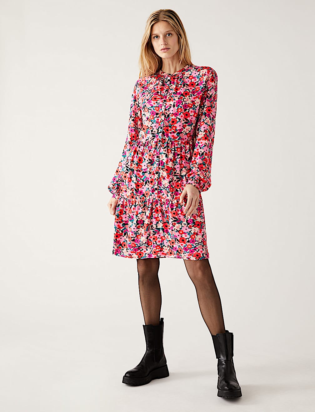 Printed Knee Length Shirt Dress
