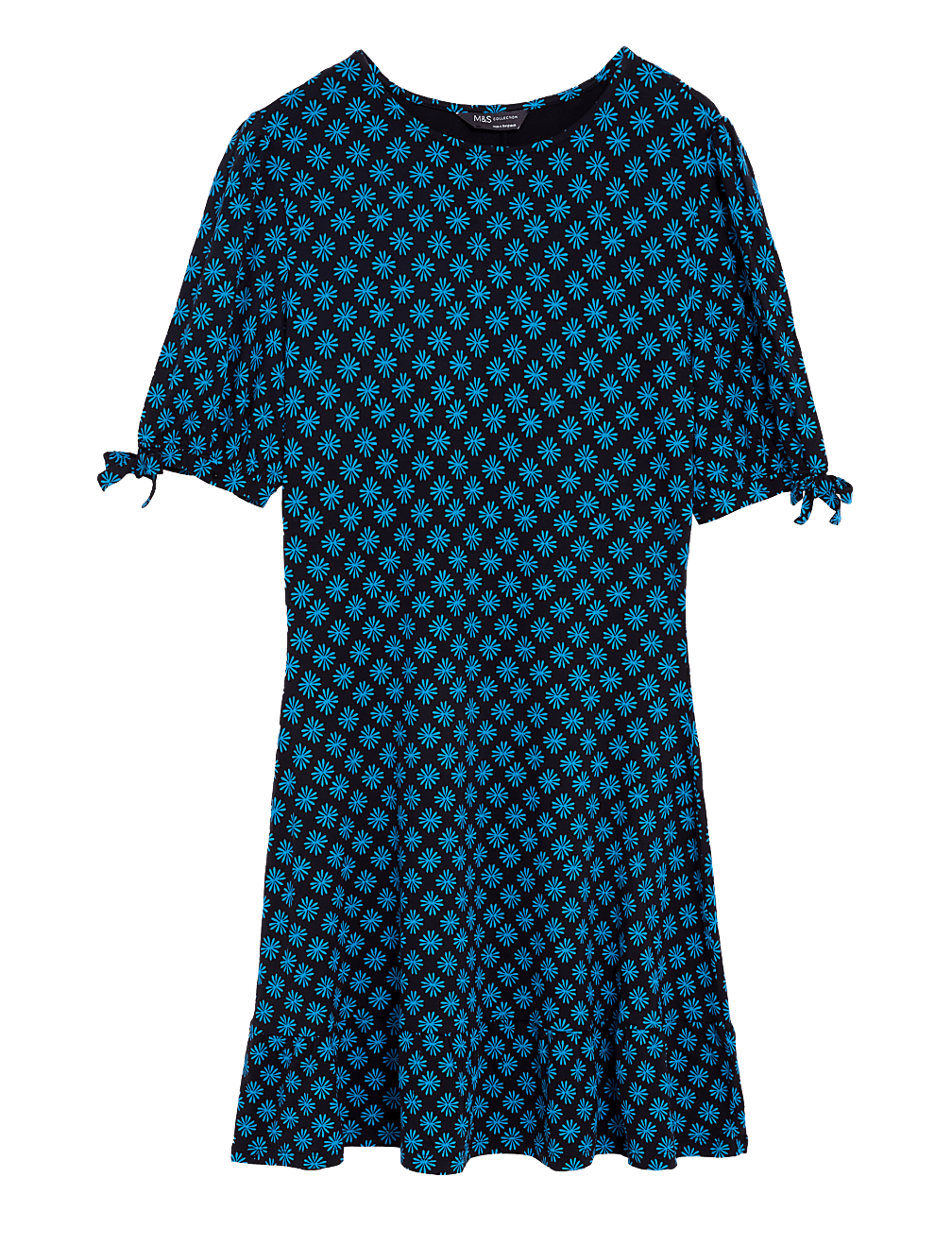 Jersey Printed Round Neck Mini Skater Dress