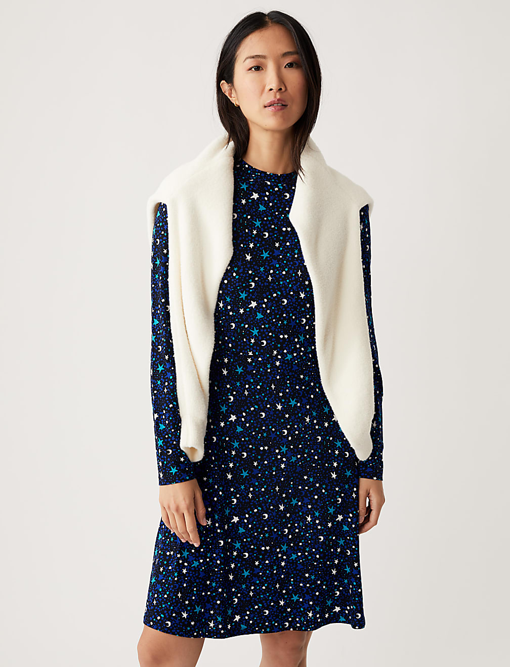 Jersey Printed High Neck Skater Dress