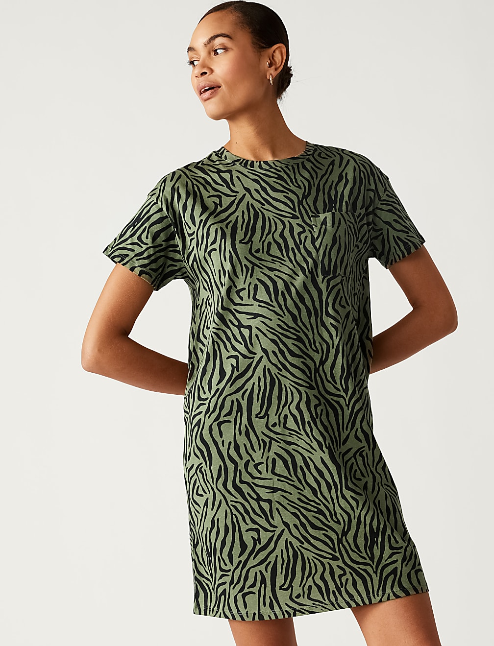 Pure Cotton Printed Mini T-Shirt Dress