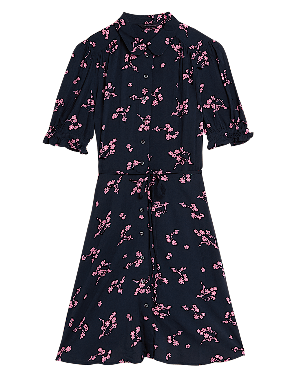 Floral Belted Mini Shirt Dress