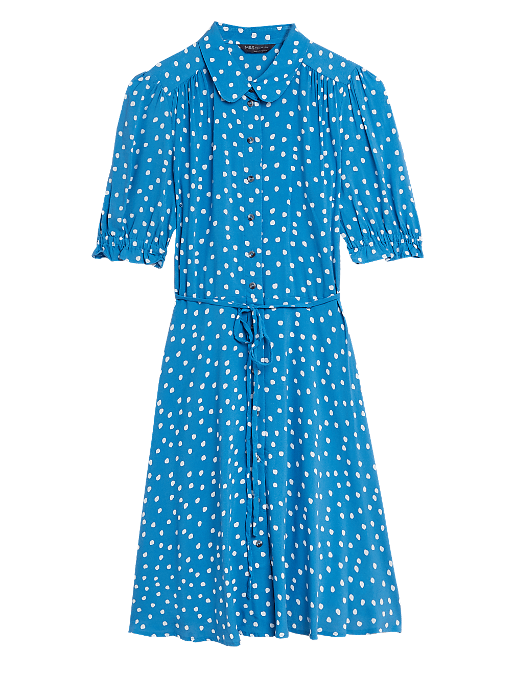 Polka Dot Belted Mini Shirt Dress