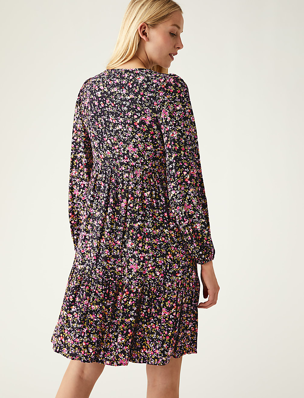 Woven Floral V-Neck Relaxed Mini Dress