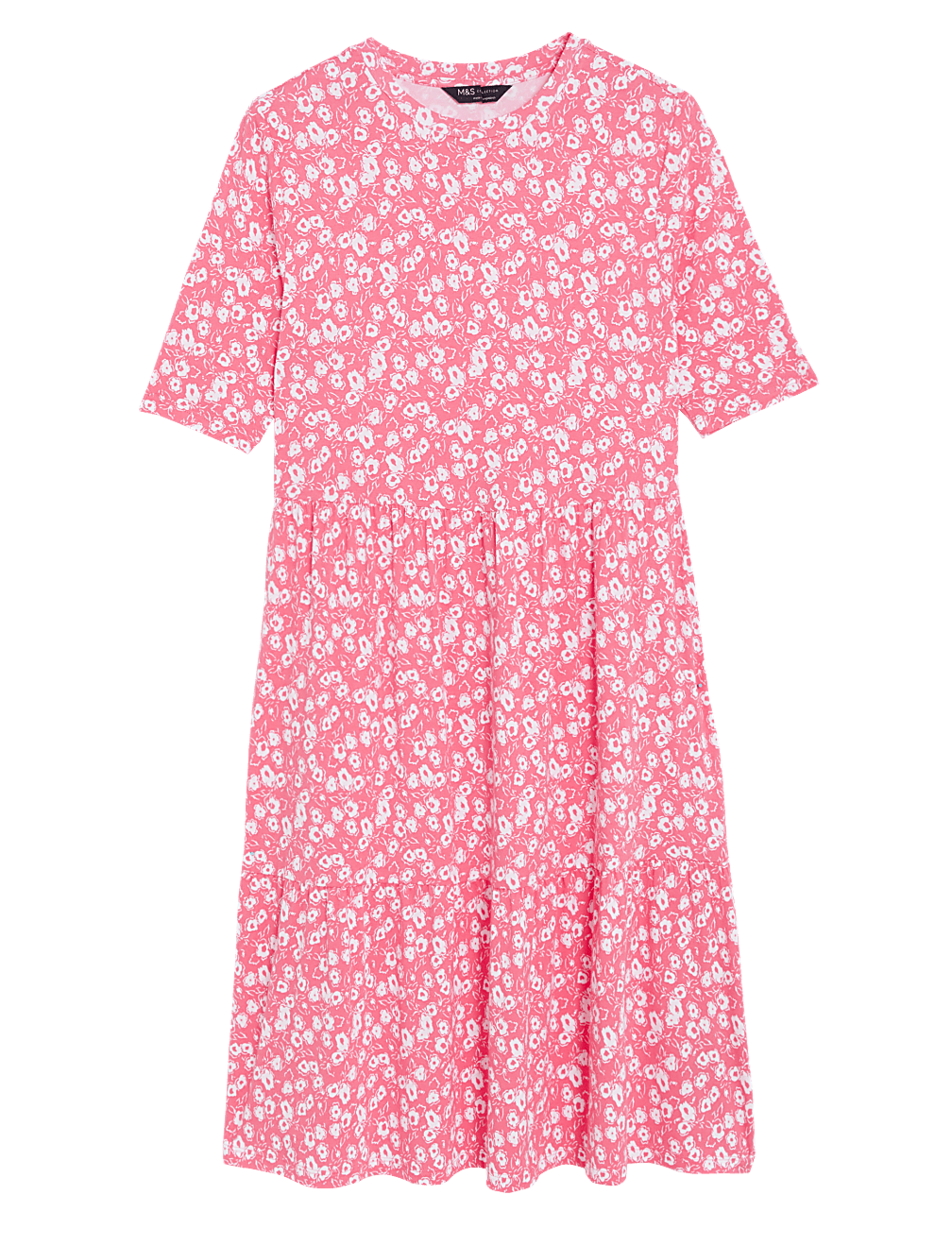 Jersey Printed Knee Length Tiered Dress