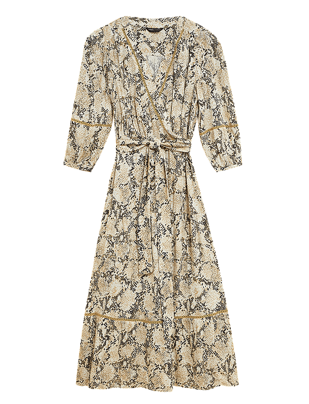 Animal Print Midi Tiered Wrap Dress