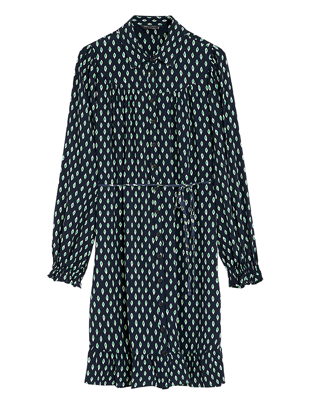 Printed Belted Mini Shirt Dress