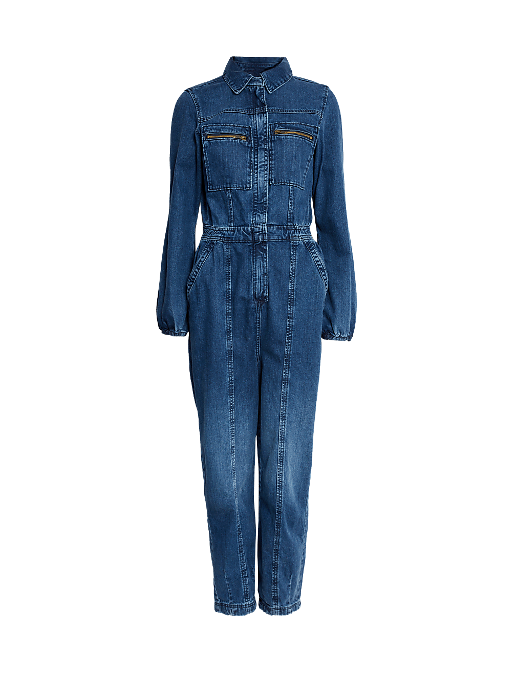 Denim Long Sleeve Utility Jumpsuit