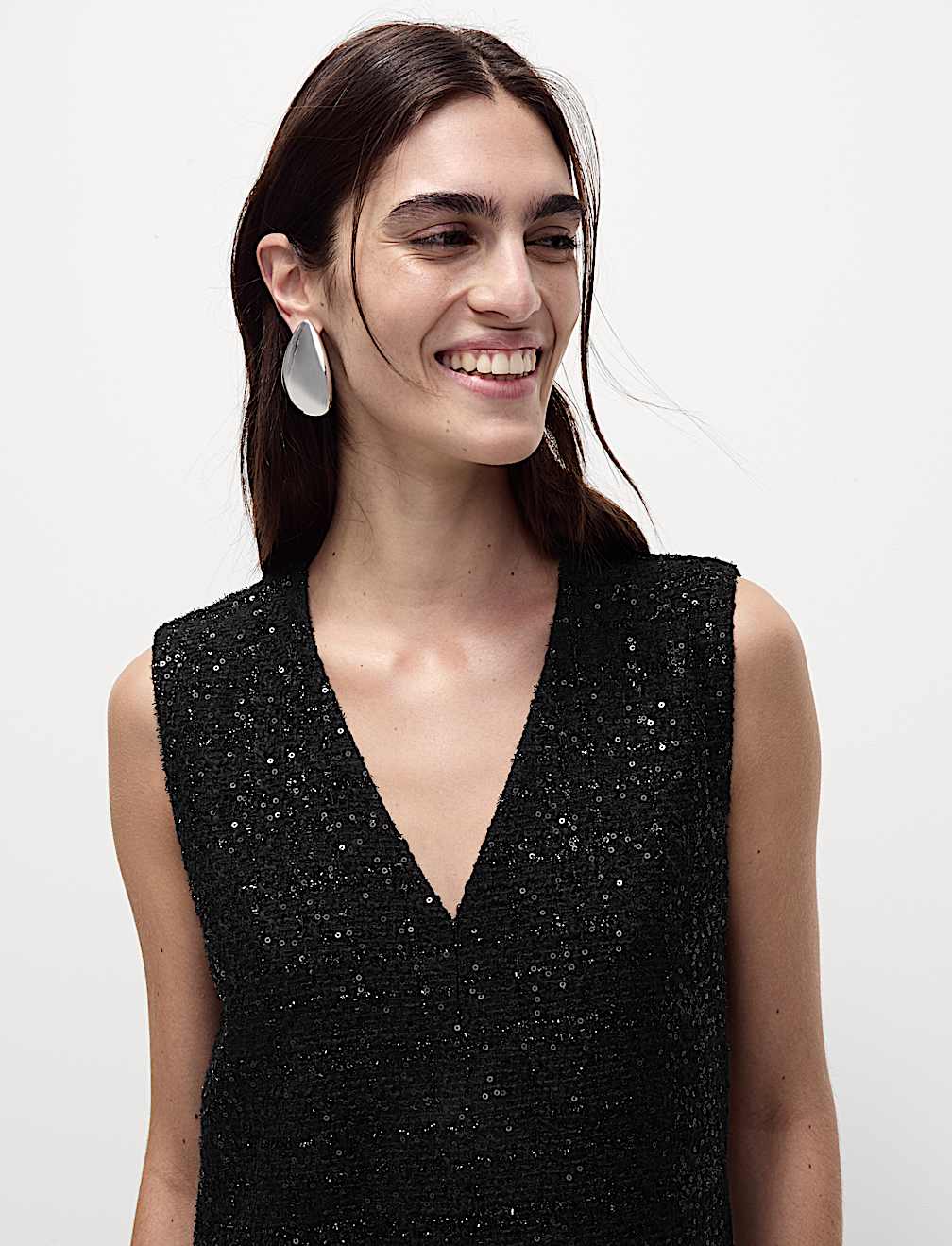 Sparkly V-Neck Mini Shift Dress