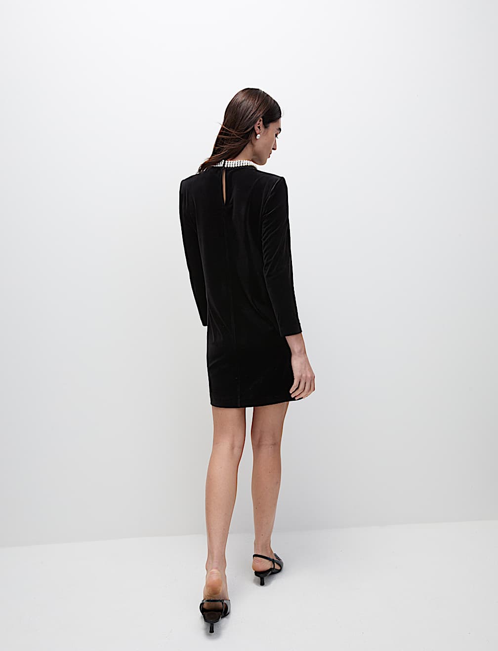 Velvet Collared Mini Column Dress