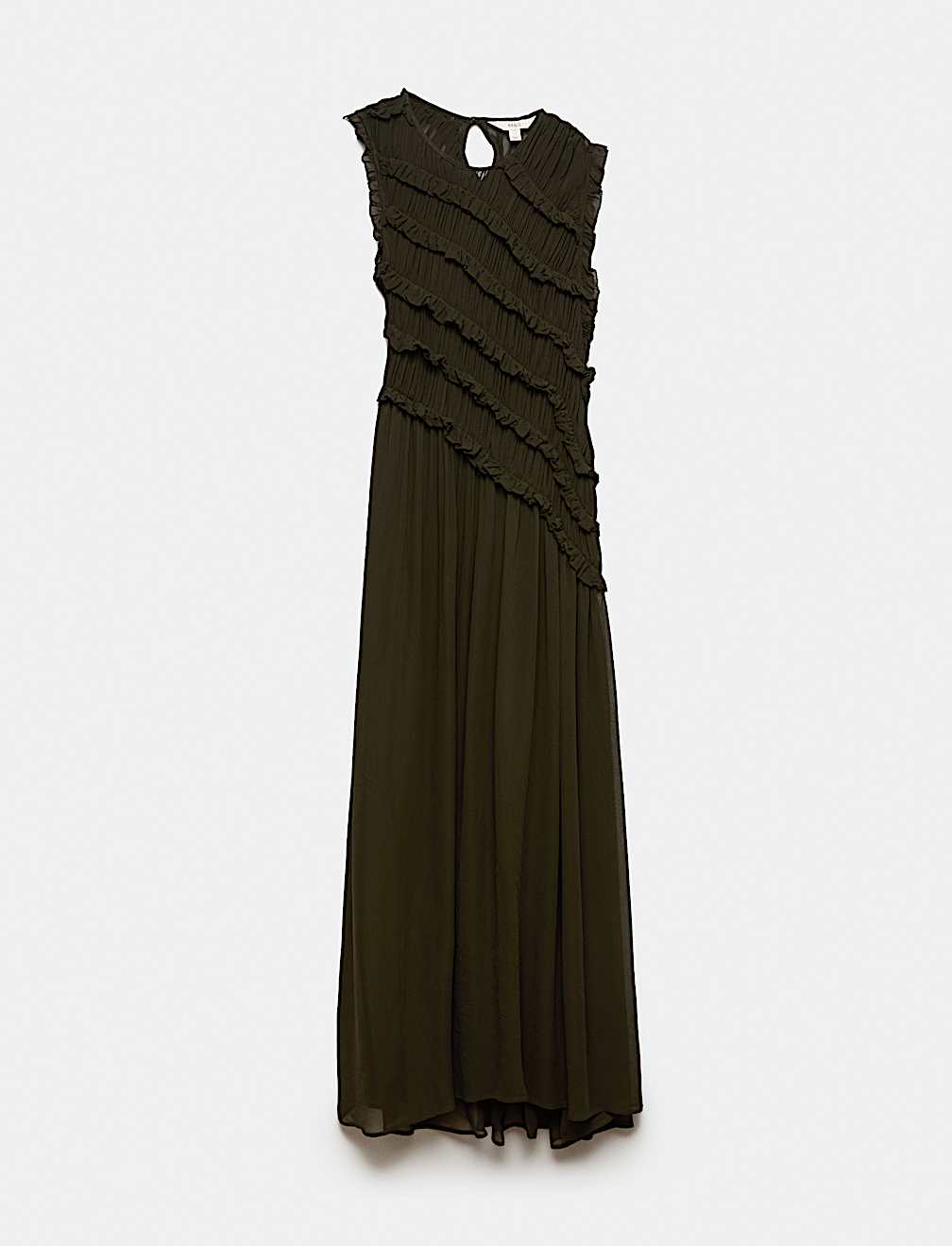 Chiffon Ruffle Detail Maxi Dress