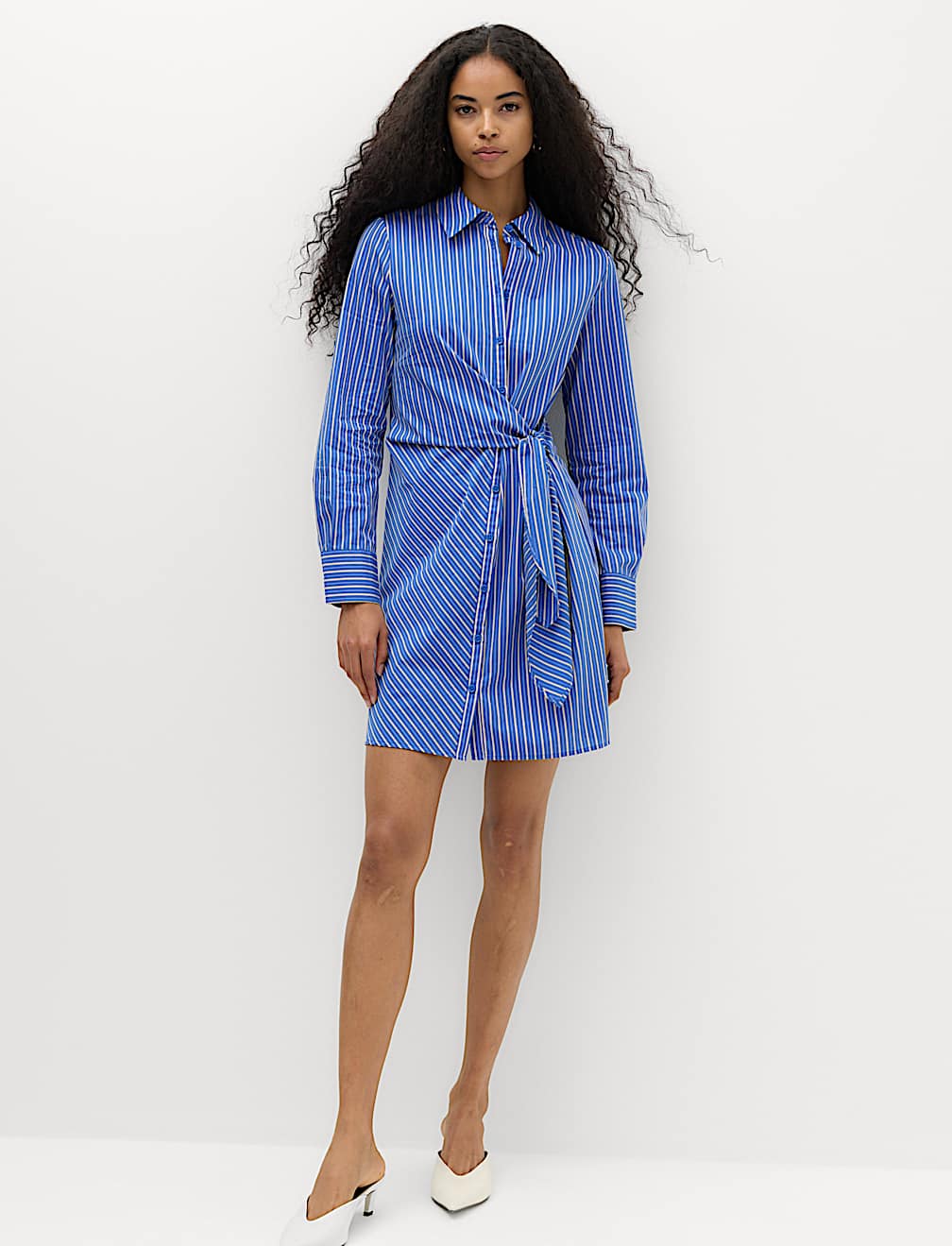 Cotton Rich Striped Mini Shirt Dress