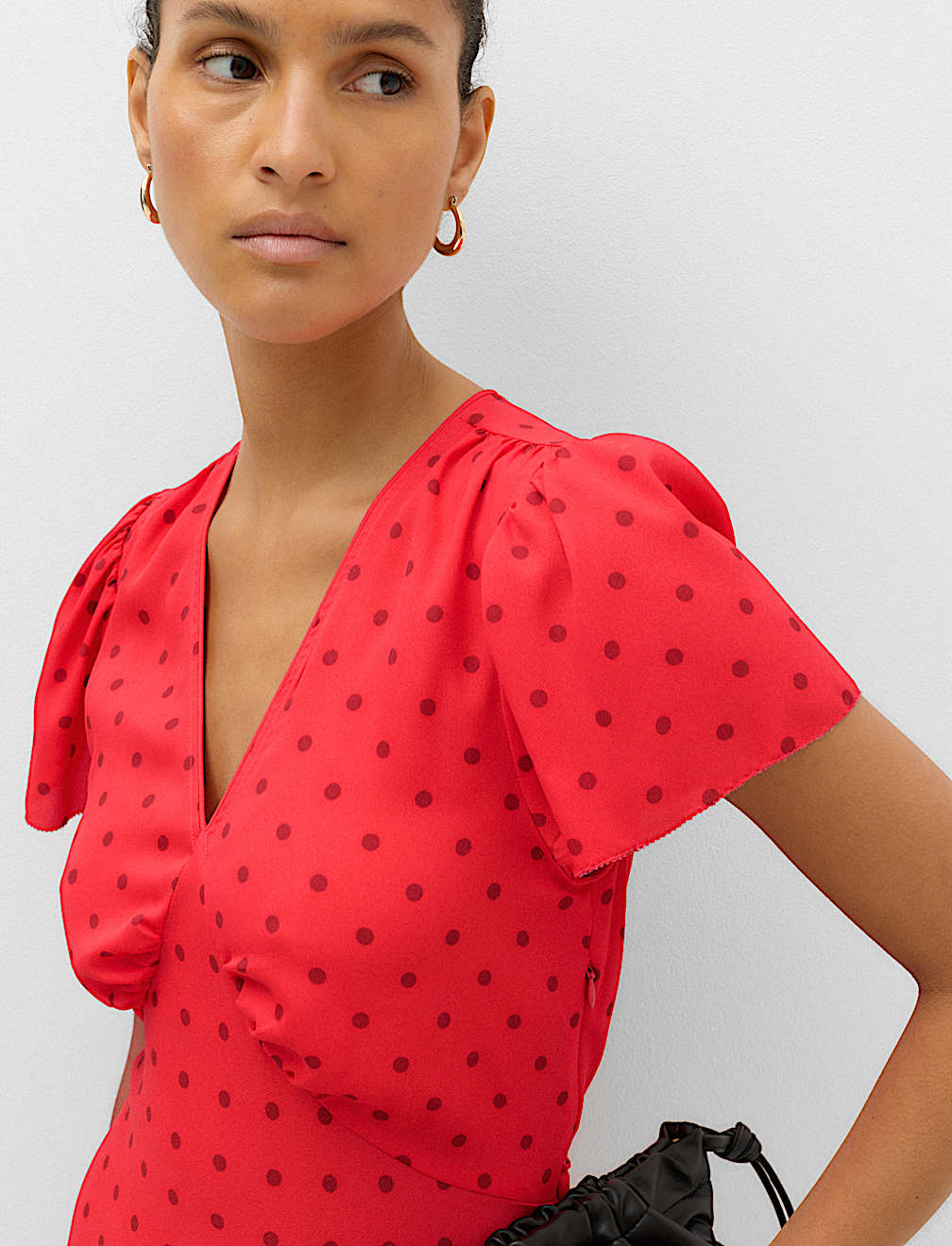 Polka Dot V-Neck Midi Tea Dress