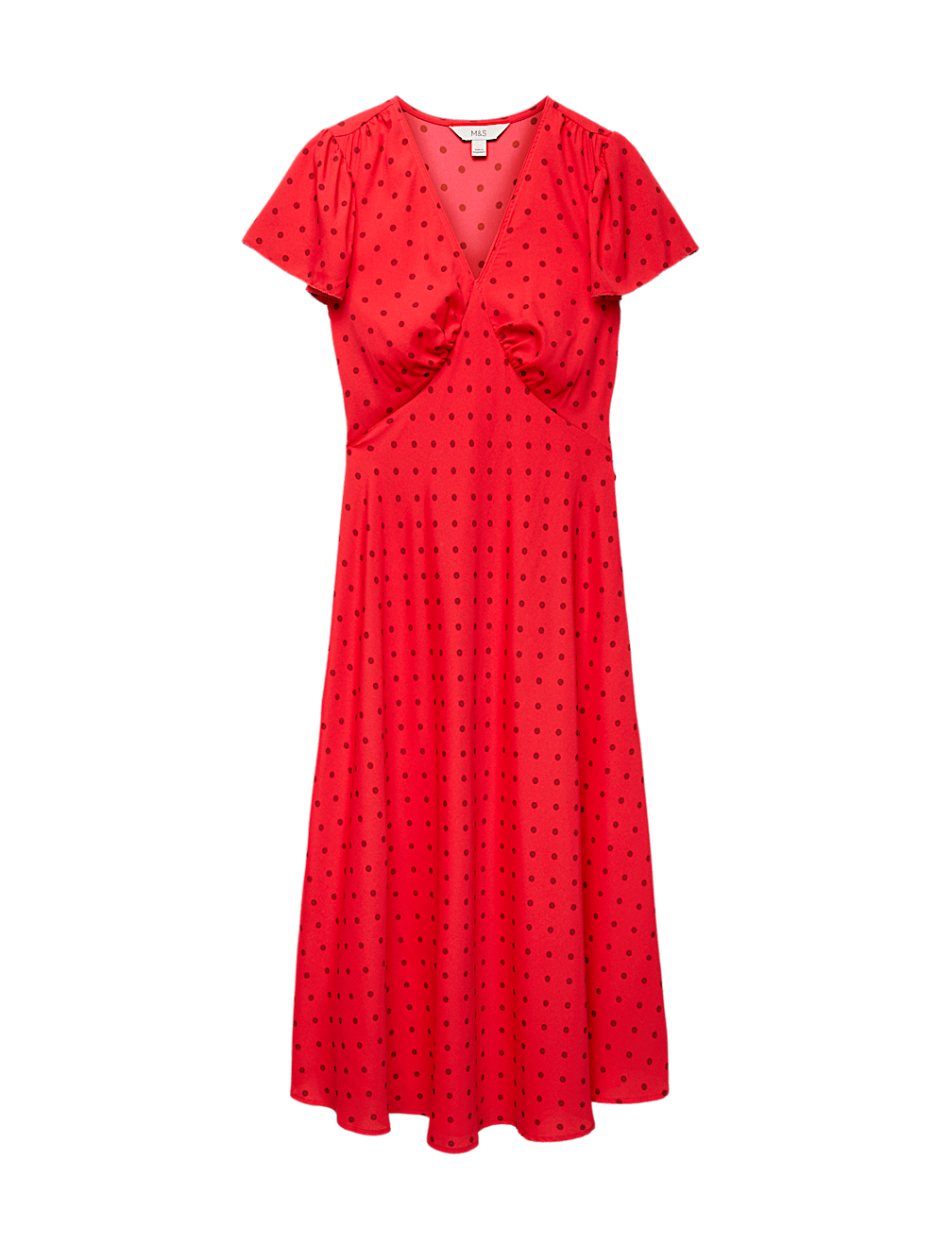Polka Dot V-Neck Midi Tea Dress