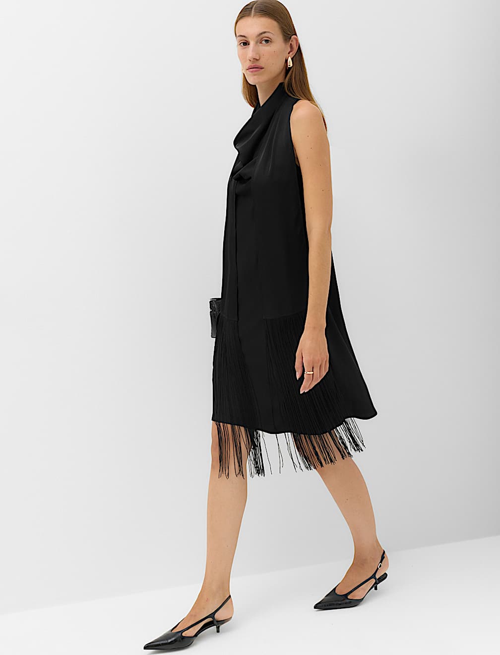 Satin Scarf Detail Mini Shift Dress