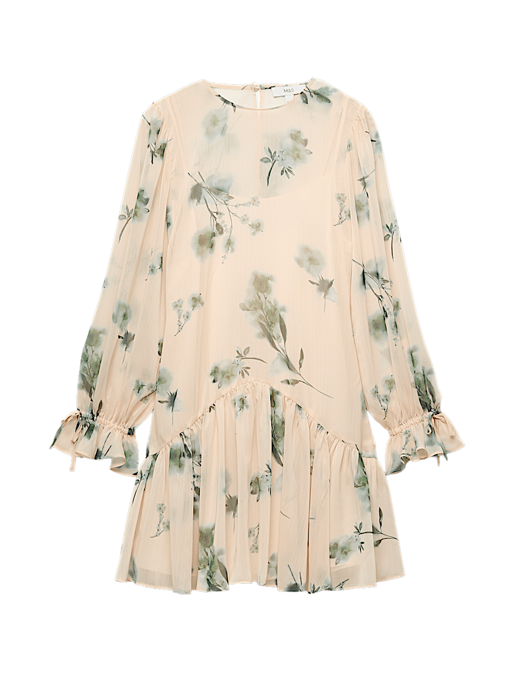 Chiffon Floral Mini Drop Waist Dress
