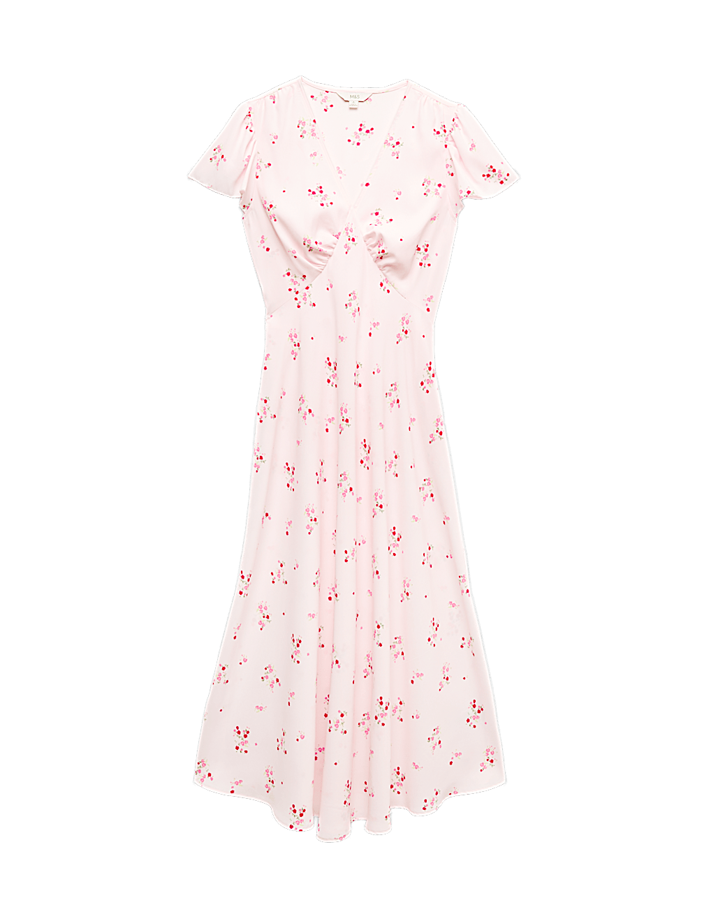 Printed V-Neck Midi Tea Dress
