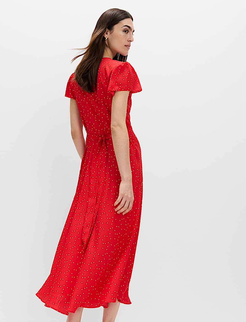 Printed V-Neck Midi Tea Dress