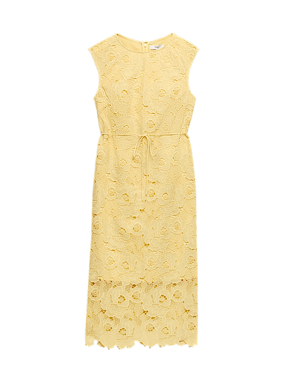 Lace Cutwork Detail Midi Column Dress
