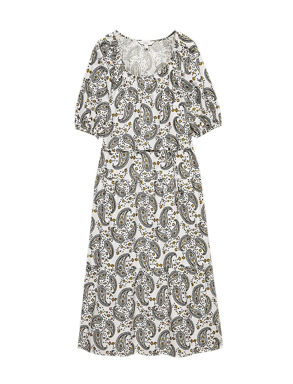 Pure Cotton Printed Midi Waisted Dress