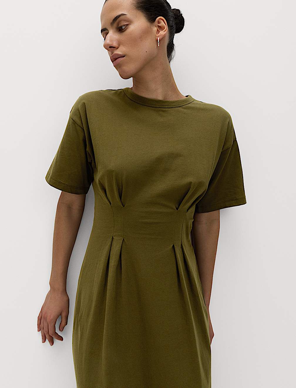 Pure Cotton Waisted Midi T-Shirt Dress