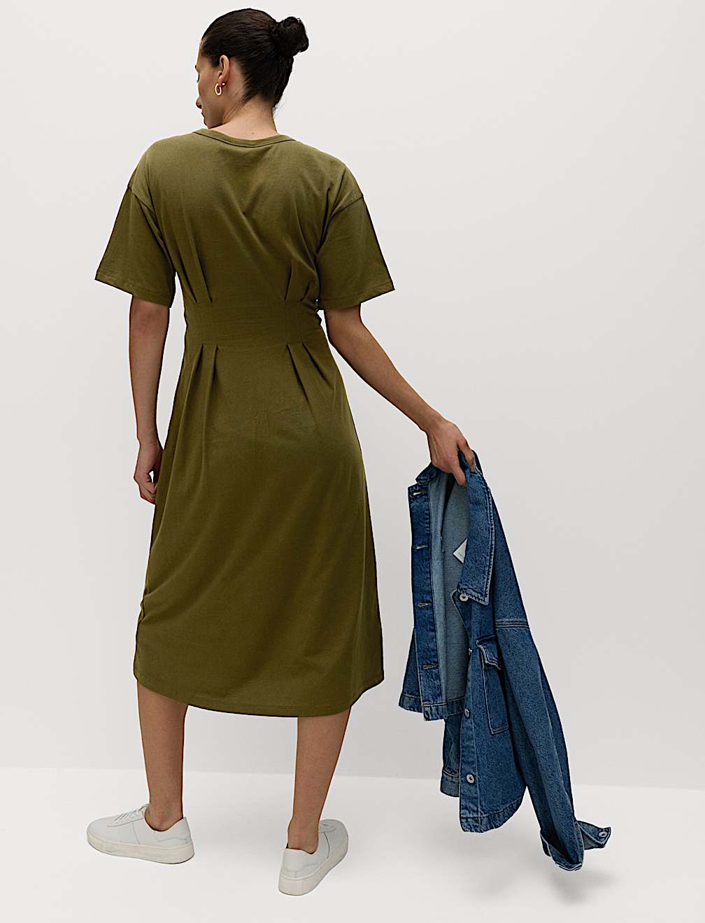 Pure Cotton Waisted Midi T-Shirt Dress