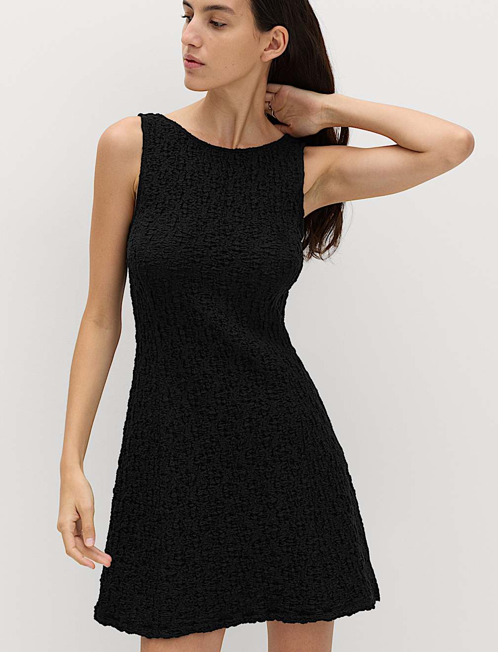 Cotton Rich Textured Mini Column Dress