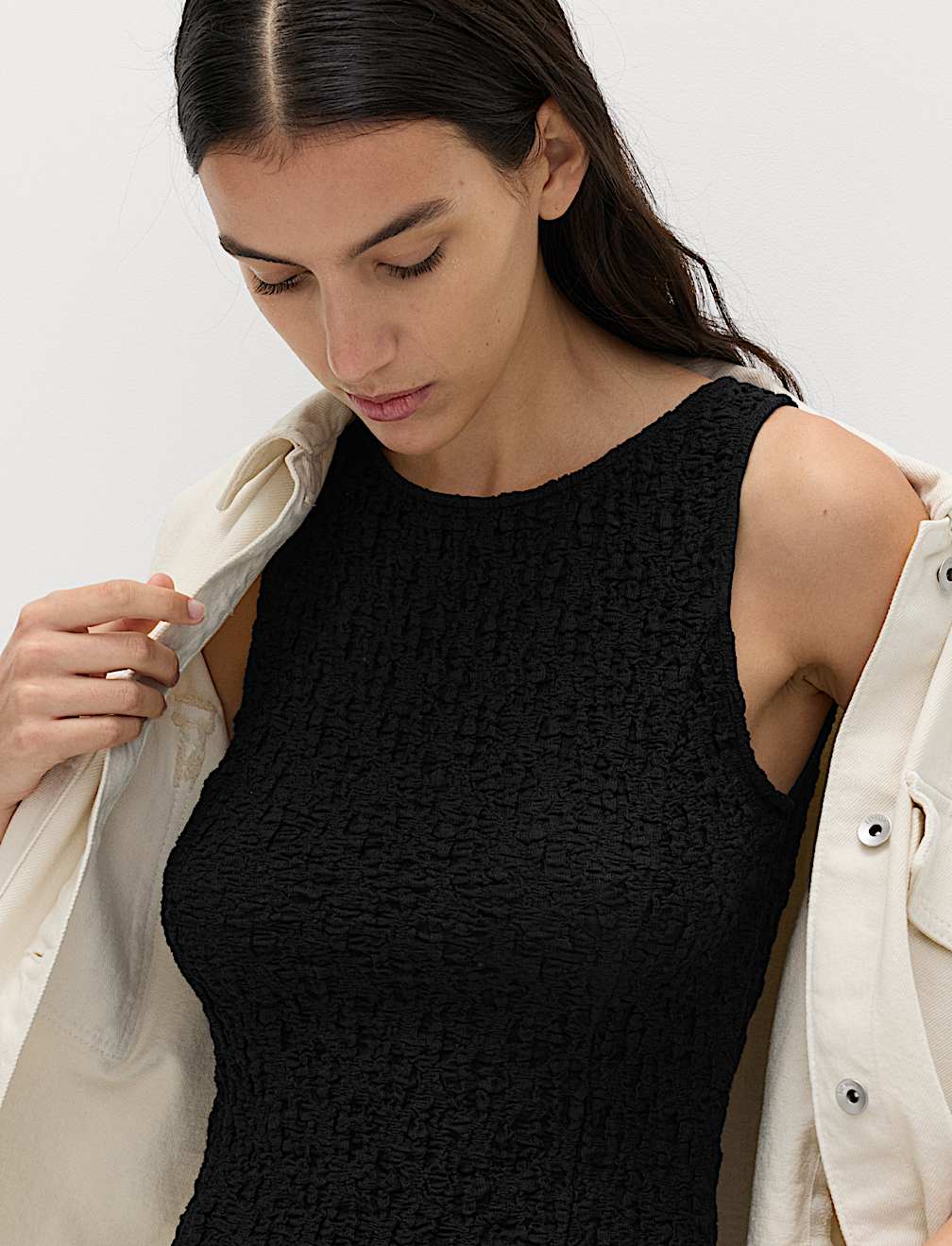 Cotton Rich Textured Mini Column Dress