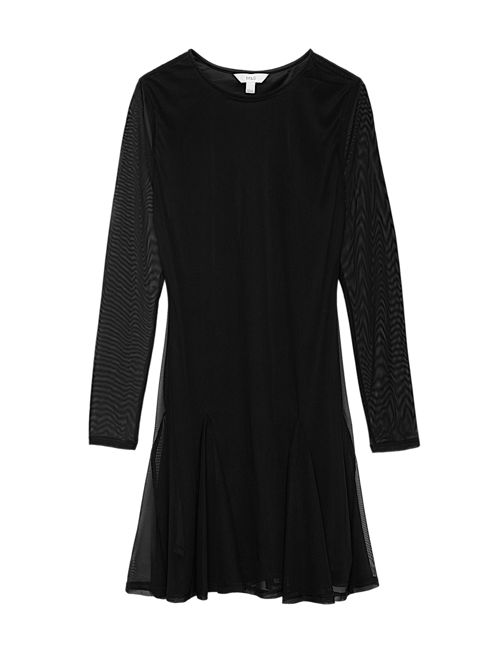 Mesh Round Neck Mini Skater Dress