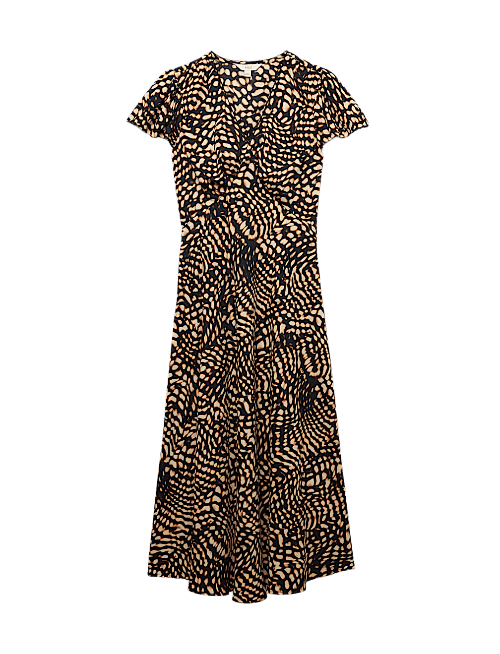 Animal Print V-Neck Midi Tea Dress