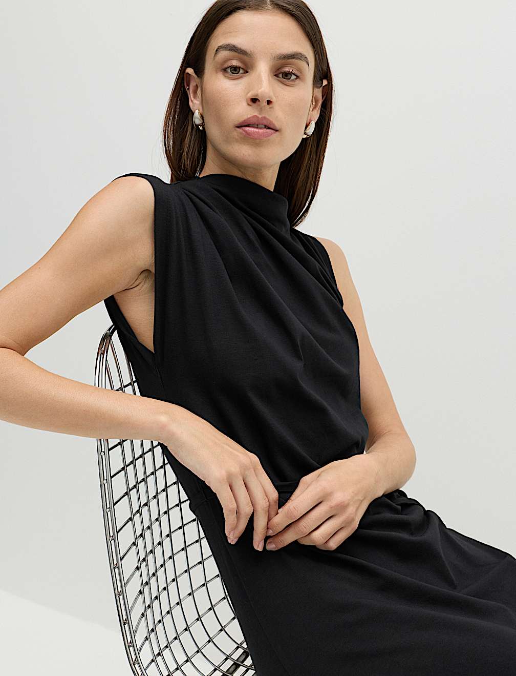 Pure Cotton Tie Waist Midi Column Dress