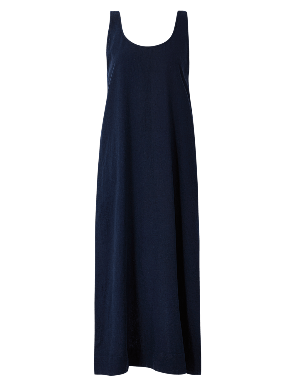 Flax Linen Mix Plain Round Neck Dress