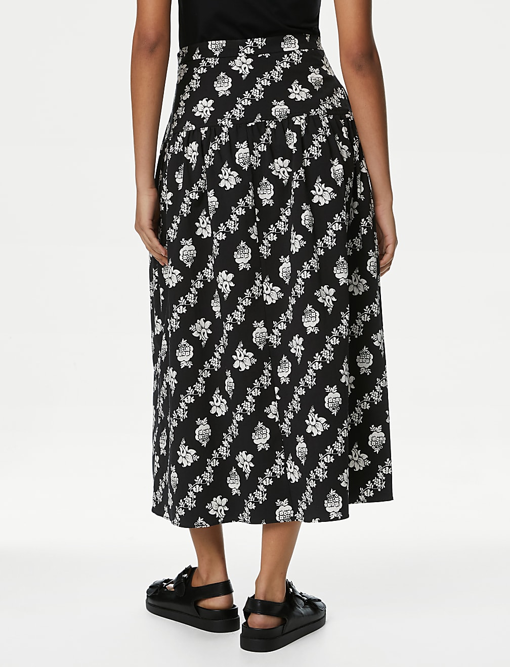 Pure Cotton Printed Midi Circle Skirt
