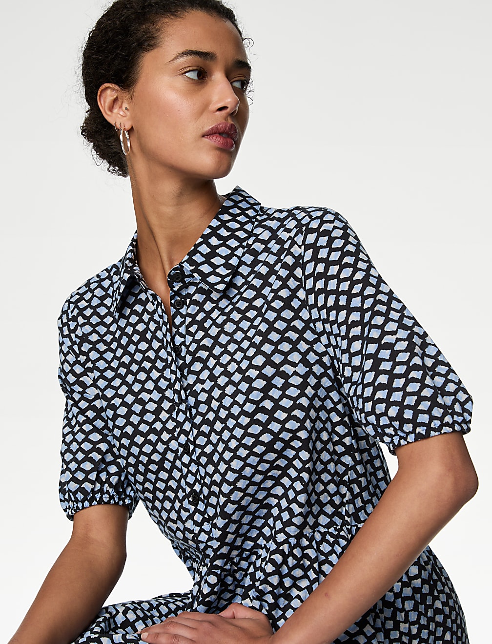 Pure Cotton Printed Midi Shirt Dress